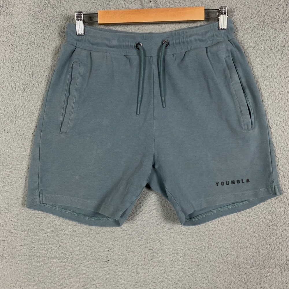 YoungLA The Perfect Sweat Shorts Men's Medium Gray Blue 118 Streetwear Athletic